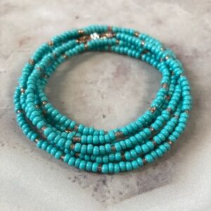 ✨Handmade Czech Preciosa Turquoise Beaded Wrap Bracelet/Necklace